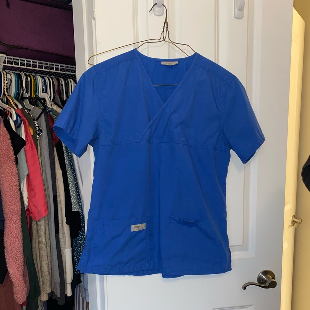 Royal blue urbane scrubs top